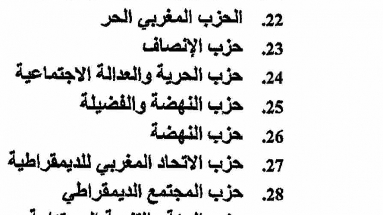 قائمة الاحزاب التي ستخوض الانتخابات في المغرب